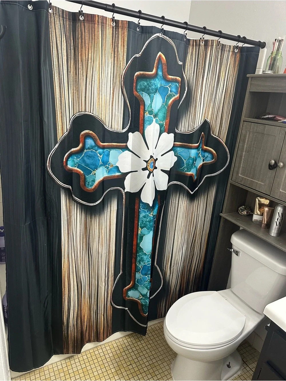 Decorative Teal Cross Bath Rug Set - Home Bath